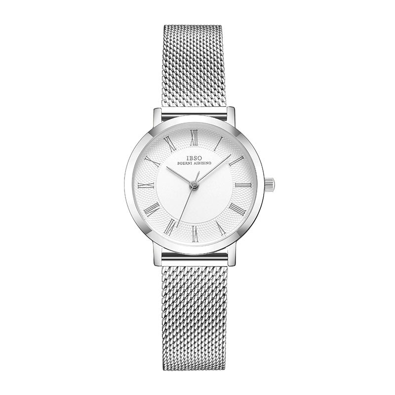 IBSO Feminino Pulseira Relógio Fashion Geneva Designer Japan Quartz Sliver Aço Inoxidável Presente Feminino Relógios de Pulso Relogio Feminino