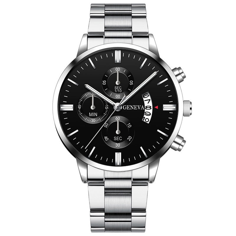 reloj hombre Moda masculina Relógio de aço inoxidável Calendário de luxo Relógio de pulso de quartzo Relógios de negócios Homem Relógio relogio masculino