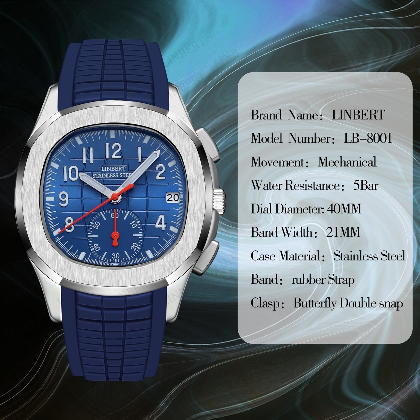 2021 Patek Red Men's Watch Top Luxury Brand Relógio Mecânico Sapphire Relógio Mecânico À Prova D' Água Moda Masculina Esportiva Aço 316