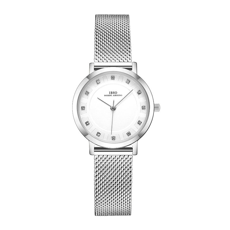 IBSO Feminino Pulseira Relógio Fashion Geneva Designer Japan Quartz Sliver Aço Inoxidável Presente Feminino Relógios de Pulso Relogio Feminino