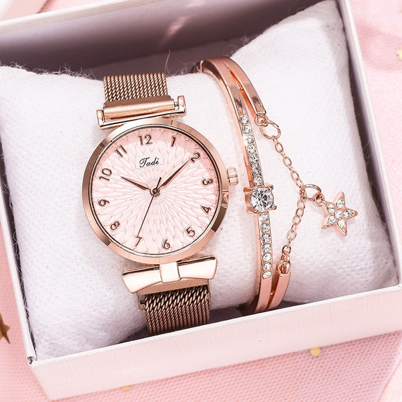 Luxo feminino pulseira relógios de quartzo para mulheres relógio magnético senhoras vestido esportivo rosa mostrador relógio de pulso relógio relogio feminino