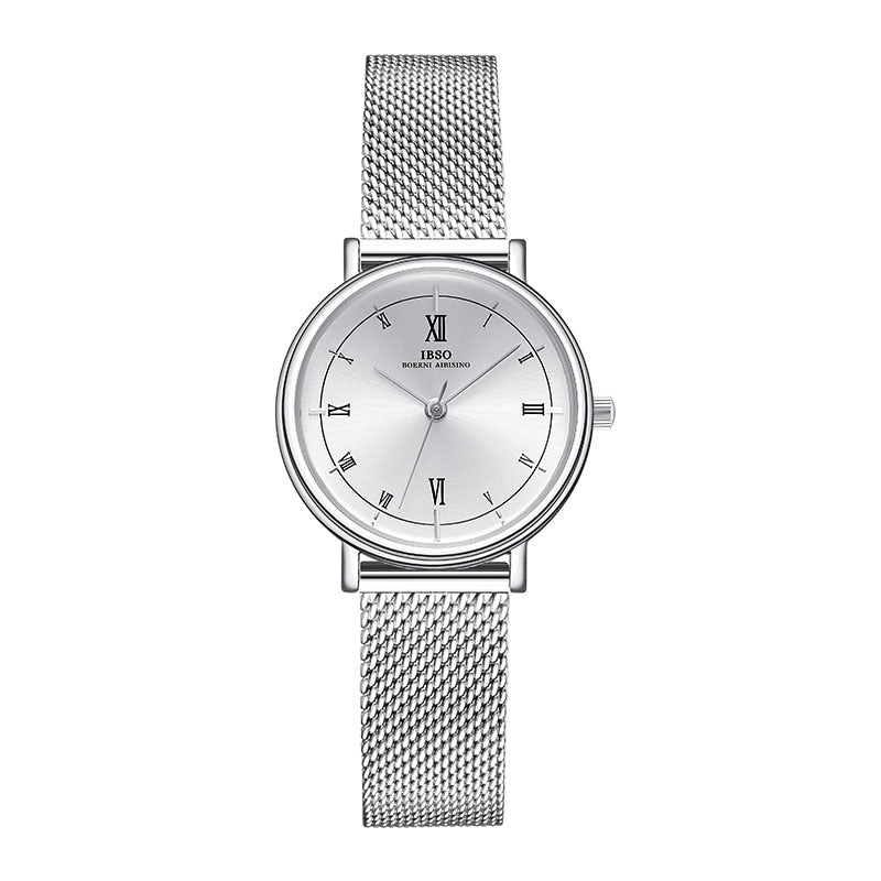 IBSO Feminino Pulseira Relógio Fashion Geneva Designer Japan Quartz Sliver Aço Inoxidável Presente Feminino Relógios de Pulso Relogio Feminino