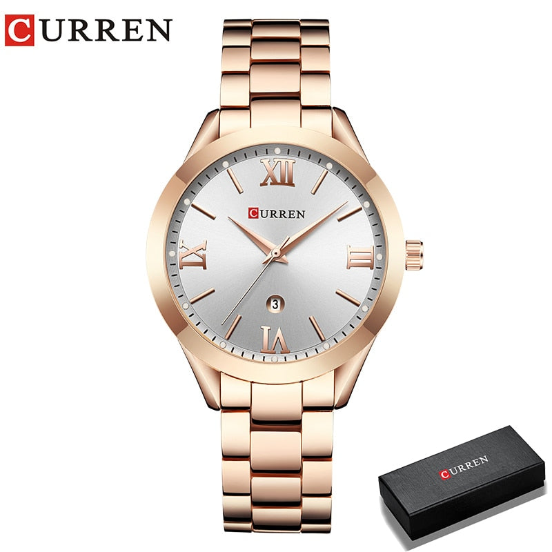 CURREN Relógio de ouro feminino Relógios femininos Creative Steel Feminino Pulseira Relógios feminino Relógio Montre Femme