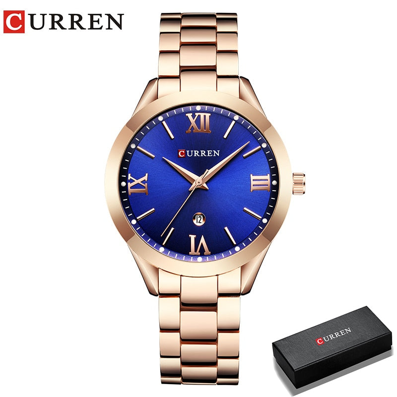 CURREN Relógio de ouro feminino Relógios femininos Creative Steel Feminino Pulseira Relógios feminino Relógio Montre Femme