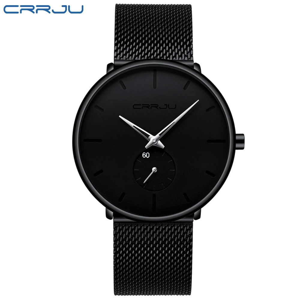 CRRJU Moda Relógios Masculinos Marca Top Relógio de Quartzo de Luxo Masculino Casual Fino Mesh Aço Relógio Esportivo Relógio Masculino