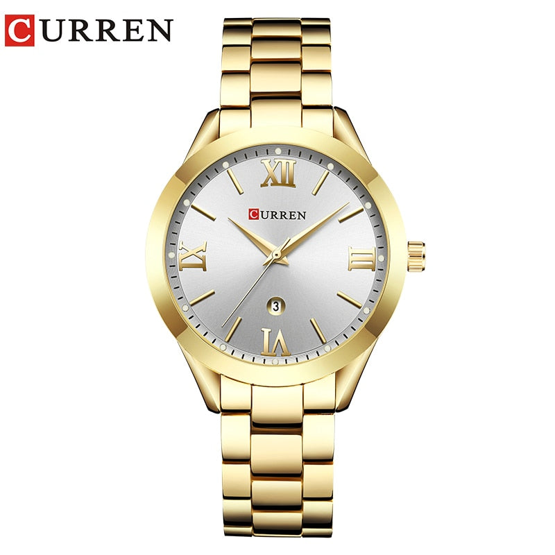 CURREN Relógio de ouro feminino Relógios femininos Creative Steel Feminino Pulseira Relógios feminino Relógio Montre Femme