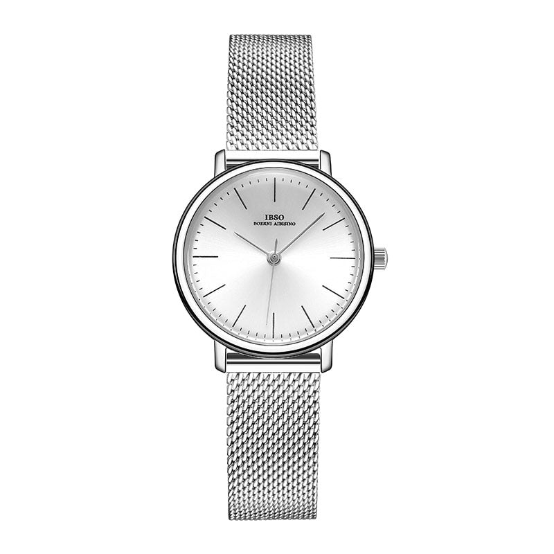 IBSO Feminino Pulseira Relógio Fashion Geneva Designer Japan Quartz Sliver Aço Inoxidável Presente Feminino Relógios de Pulso Relogio Feminino