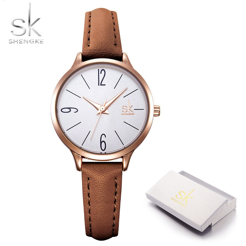 Shengke novo relógio feminino casual de couro feminino relógios de pulso feminino relógio de quartzo japonês Relogio Feminino Reloj Mujer