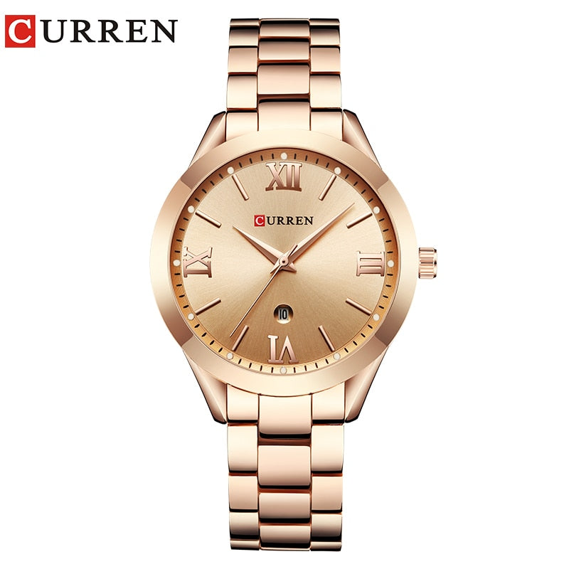 CURREN Relógio de ouro feminino Relógios femininos Creative Steel Feminino Pulseira Relógios feminino Relógio Montre Femme