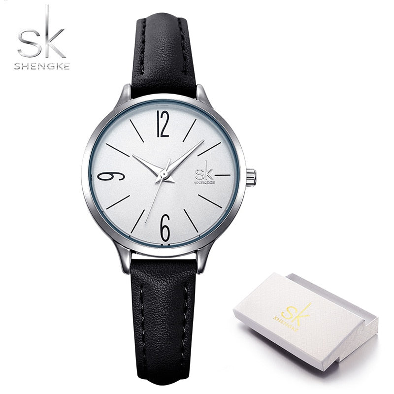 Shengke novo relógio feminino casual de couro feminino relógios de pulso feminino relógio de quartzo japonês Relogio Feminino Reloj Mujer