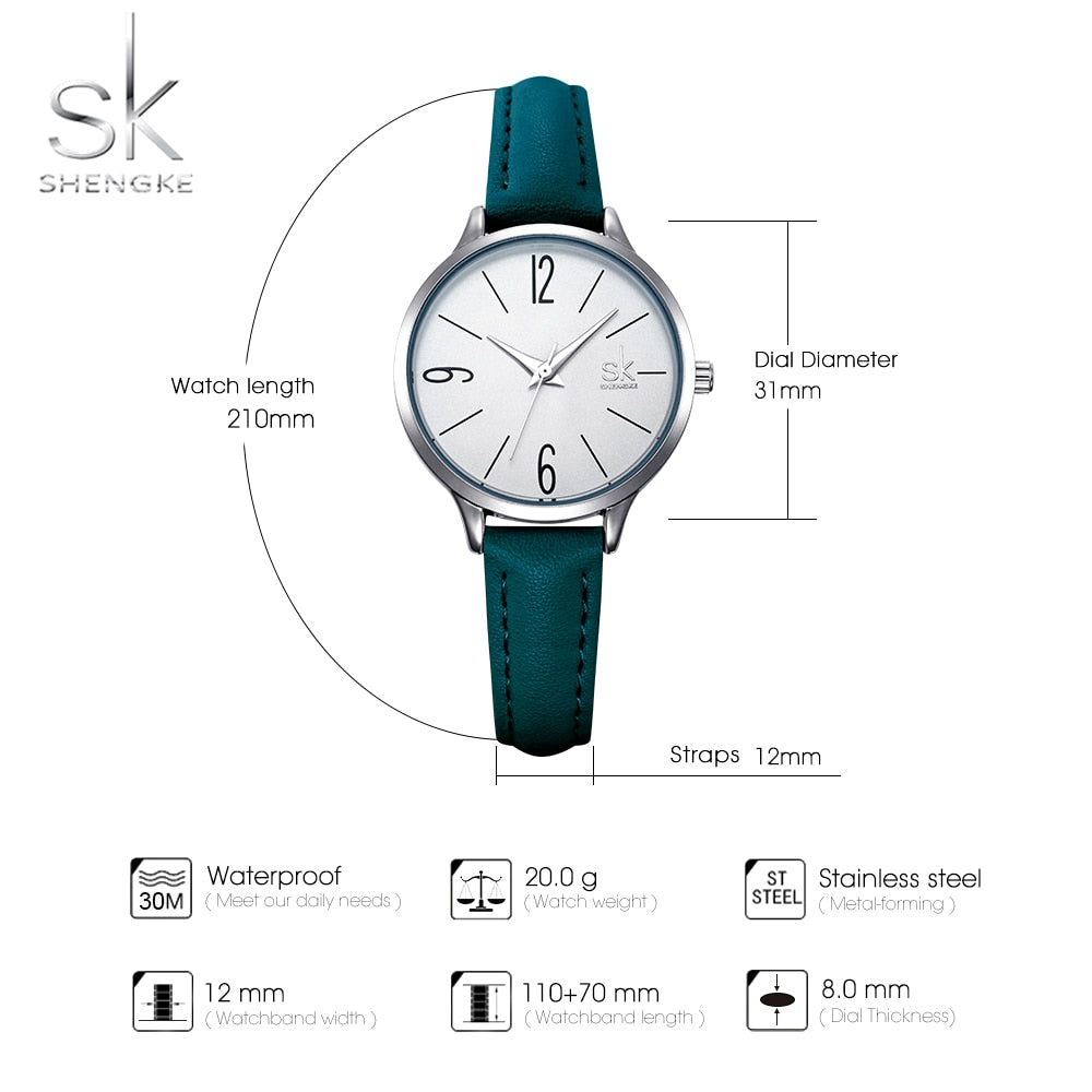 Shengke novo relógio feminino casual de couro feminino relógios de pulso feminino relógio de quartzo japonês Relogio Feminino Reloj Mujer