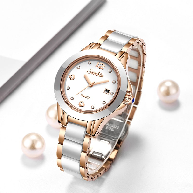 SUNKTA Fashion Women Watches Rose Gold Ladies Bracelet Watches Reloj Mujer 2023 Novos Relógios de Quartzo Criativos À Prova D' Água Para Mulheres