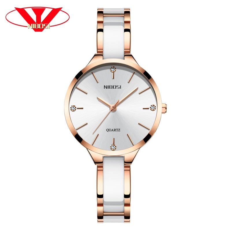 NIBOSI Relógio de Pulso Feminino com Pulseira de Cerâmica Relógio Feminino Relógio Criativo Feminino Relogio Feminino Montre Femme