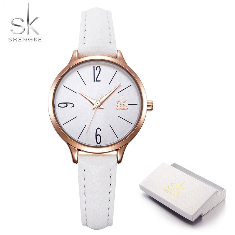 Shengke novo relógio feminino casual de couro feminino relógios de pulso feminino relógio de quartzo japonês Relogio Feminino Reloj Mujer