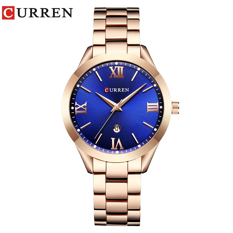 CURREN Relógio de ouro feminino Relógios femininos Creative Steel Feminino Pulseira Relógios feminino Relógio Montre Femme