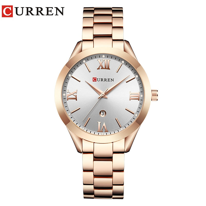 CURREN Relógio de ouro feminino Relógios femininos Creative Steel Feminino Pulseira Relógios feminino Relógio Montre Femme