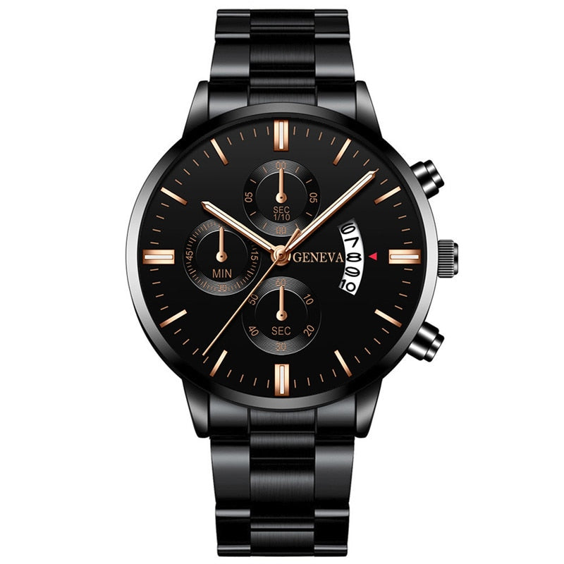 reloj hombre Moda masculina Relógio de aço inoxidável Calendário de luxo Relógio de pulso de quartzo Relógios de negócios Homem Relógio relogio masculino