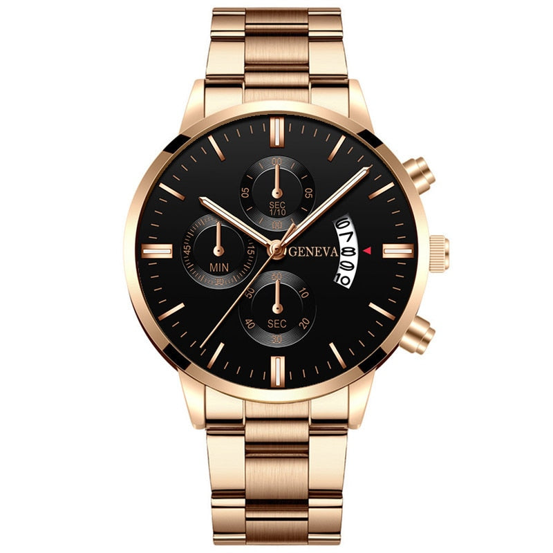 reloj hombre Moda masculina Relógio de aço inoxidável Calendário de luxo Relógio de pulso de quartzo Relógios de negócios Homem Relógio relogio masculino