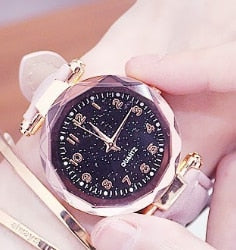 Relógio Feminino com Strass Romântico Céu Estrelado Relógio de Pulso Moda Feminina Relógio de Couro Relógio Feminino Relogio Feminino Montre Femme