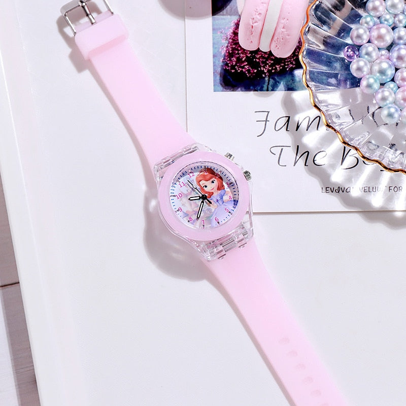 Disney Frozen Kids Watches Spiderman Colorful Light Source Watches Boys Girls Children Party Gift Wristwatch Ladies Watch