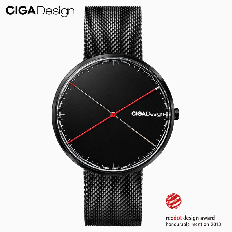 Ciga Design Business Men Watch Relógio de Pulso de Quartzo de Luxo Masculino com Pulseira de Aço Inoxidável À Prova D' Água Relógio Feminino Masculino e Feminino