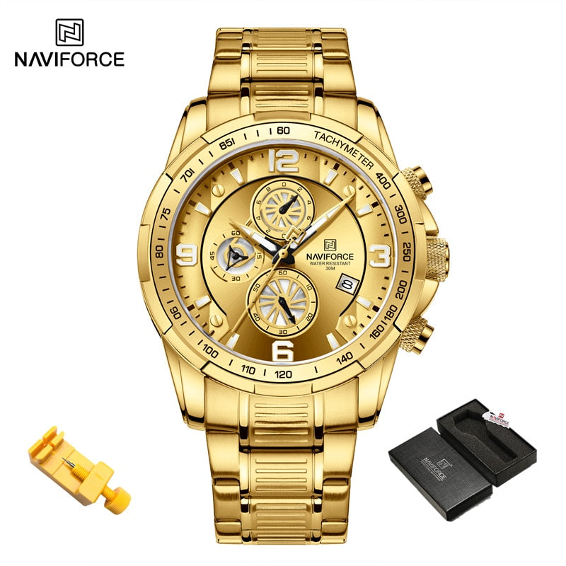 2022 NAVIFORCE Business Men Watch inoxidável à prova d'água Date Sport Quartz Watch For Men Steel Strap Relógio masculino