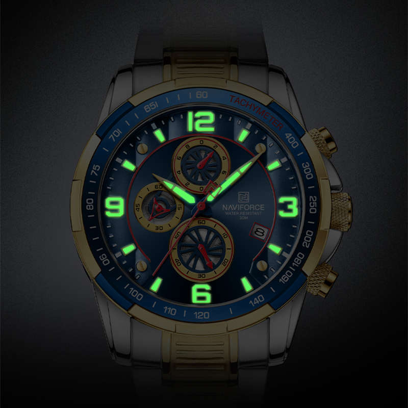 2022 NAVIFORCE Business Men Watch inoxidável à prova d'água Date Sport Quartz Watch For Men Steel Strap Relógio masculino