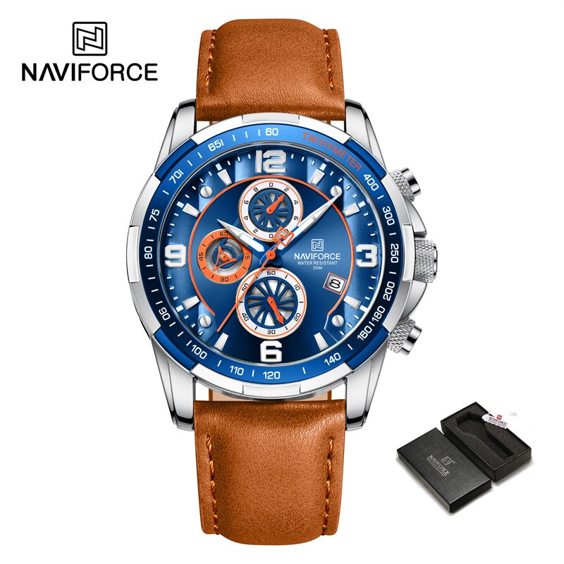 2022 Top Brand Luxury NAVIFORCE Fashion Watch For Men Multifuncional Sport Luminous Mans Quartz Leather Leather Watches Relógio masculino