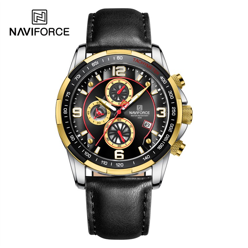 2022 Top Brand Luxury NAVIFORCE Fashion Watch For Men Multifuncional Sport Luminous Mans Quartz Leather Leather Watches Relógio masculino