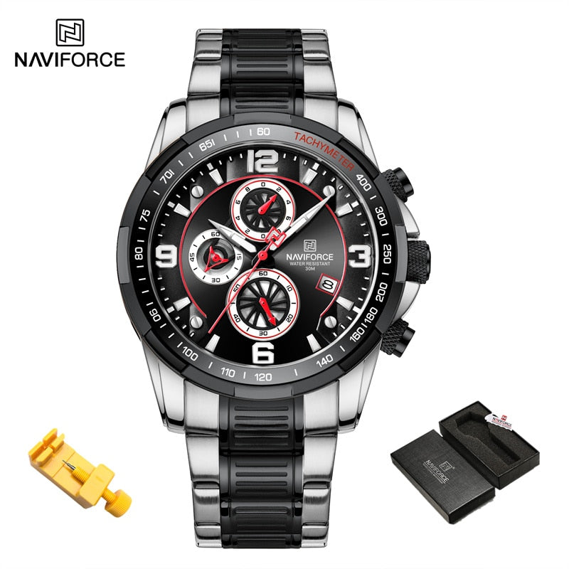 2022 NAVIFORCE Business Men Watch inoxidável à prova d'água Date Sport Quartz Watch For Men Steel Strap Relógio masculino