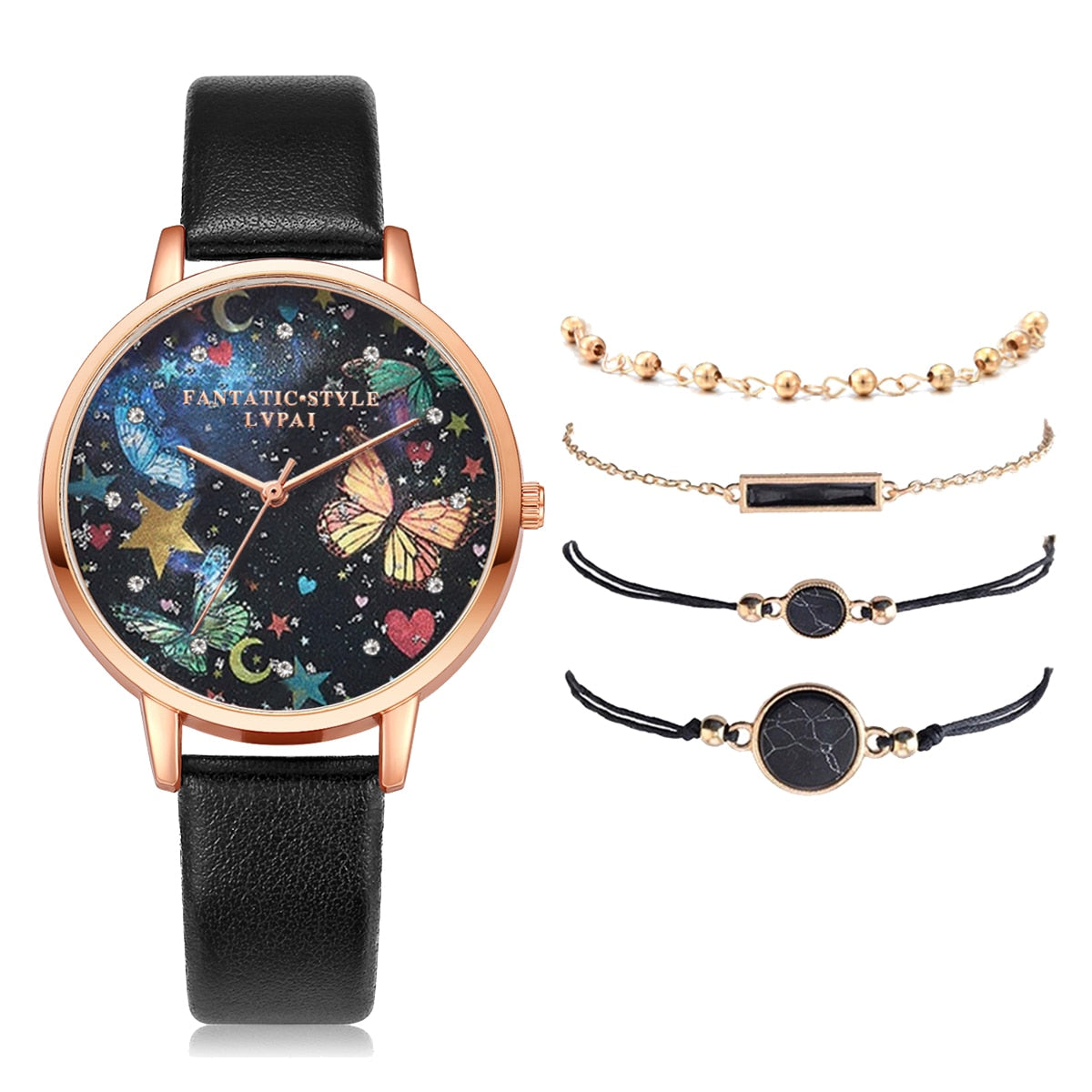 Lvpai marca 5 pçs moda nova pulseira relógio conjunto cristal strass mulheres senhoras relógios de pulso relógios senhoras relogio feminino reloj