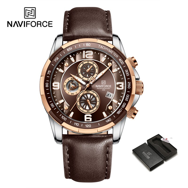 2022 Top Brand Luxury NAVIFORCE Fashion Watch For Men Multifuncional Sport Luminous Mans Quartz Leather Leather Watches Relógio masculino