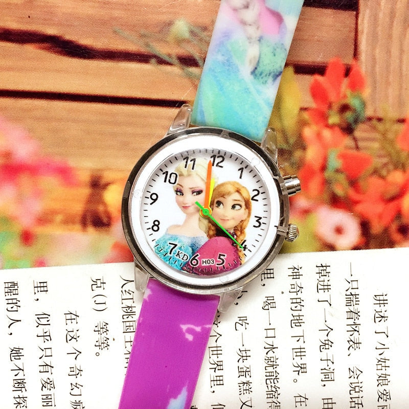 Disney Frozen Kids Watches Spiderman Colorful Light Source Watches Boys Girls Children Party Gift Wristwatch Ladies Watch