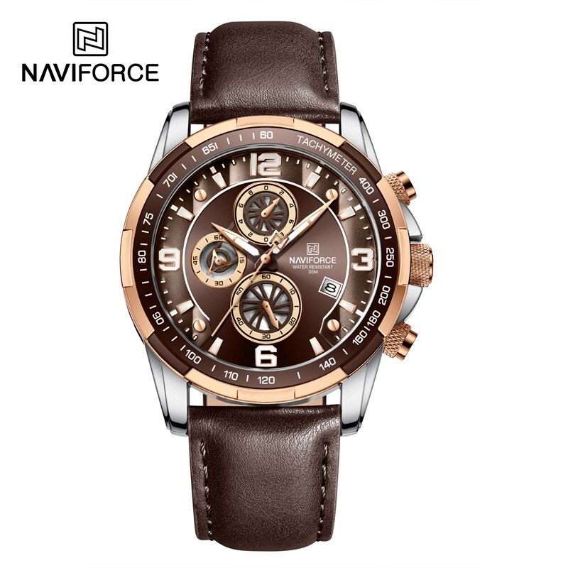 2022 Top Brand Luxury NAVIFORCE Fashion Watch For Men Multifuncional Sport Luminous Mans Quartz Leather Leather Watches Relógio masculino