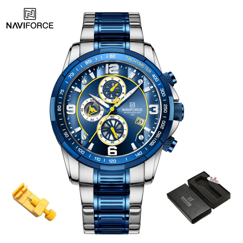 2022 NAVIFORCE Business Men Watch inoxidável à prova d'água Date Sport Quartz Watch For Men Steel Strap Relógio masculino