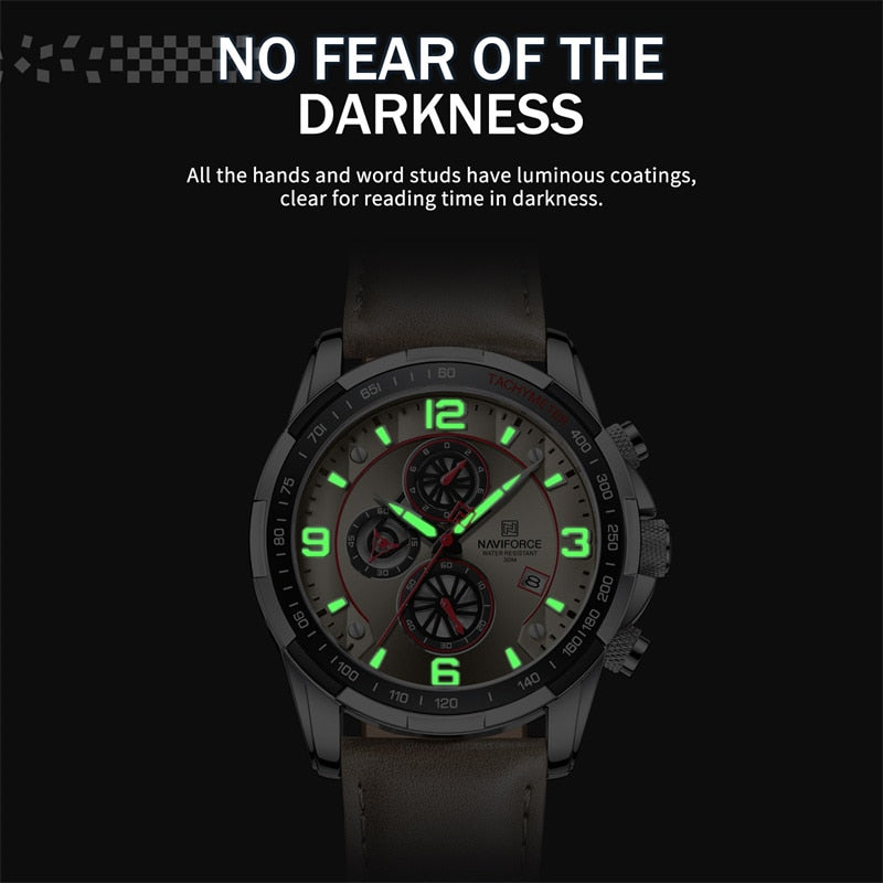 2022 Top Brand Luxury NAVIFORCE Fashion Watch For Men Multifuncional Sport Luminous Mans Quartz Leather Leather Watches Relógio masculino