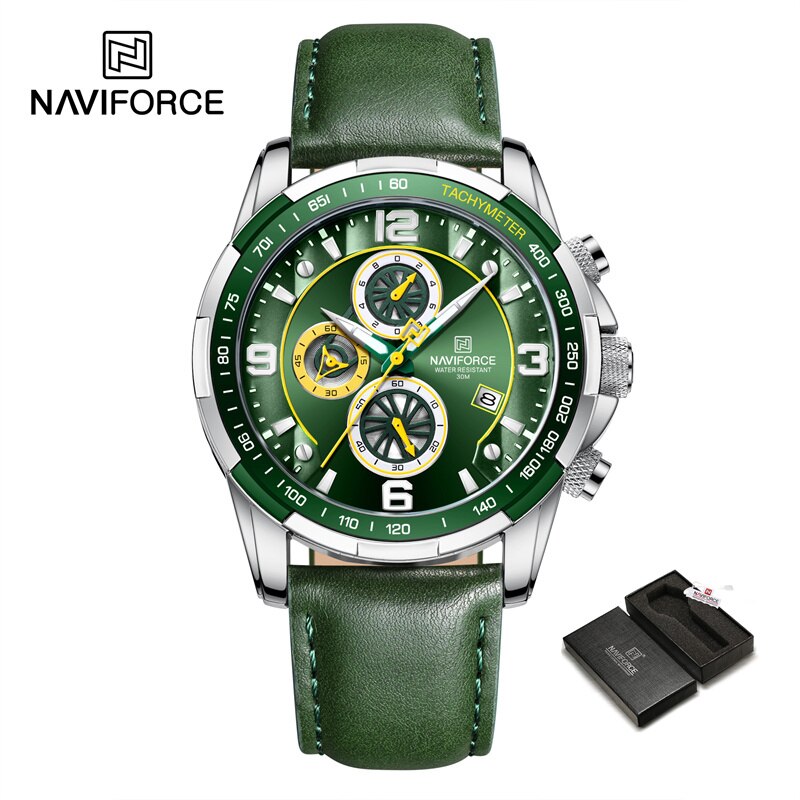 2022 Top Brand Luxury NAVIFORCE Fashion Watch For Men Multifuncional Sport Luminous Mans Quartz Leather Leather Watches Relógio masculino