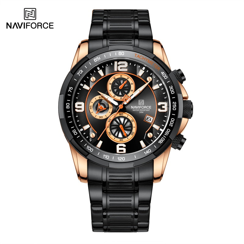 2022 NAVIFORCE Business Men Watch inoxidável à prova d'água Date Sport Quartz Watch For Men Steel Strap Relógio masculino