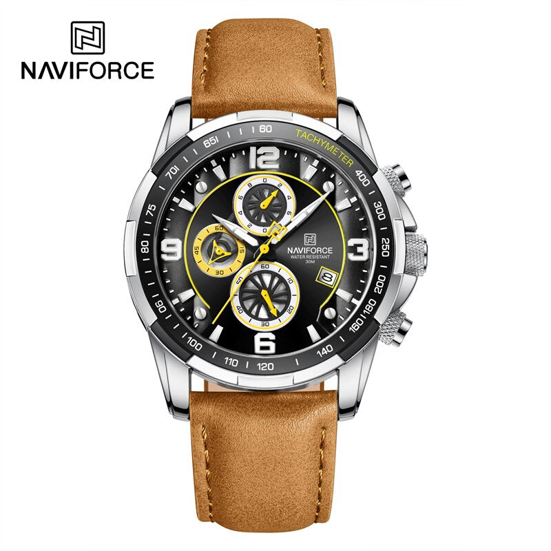 2022 Top Brand Luxury NAVIFORCE Fashion Watch For Men Multifuncional Sport Luminous Mans Quartz Leather Leather Watches Relógio masculino