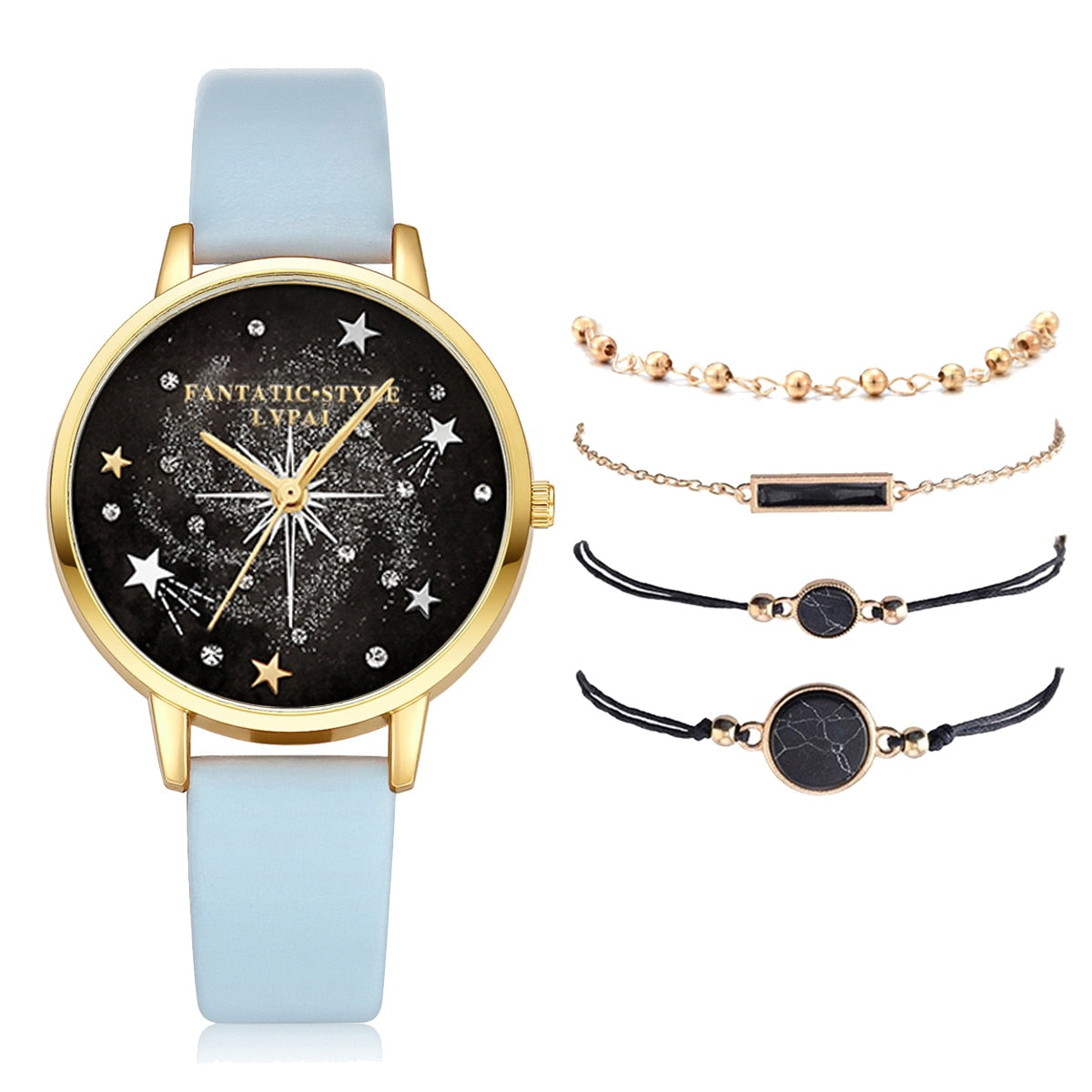 Lvpai marca 5 pçs moda nova pulseira relógio conjunto cristal strass mulheres senhoras relógios de pulso relógios senhoras relogio feminino reloj