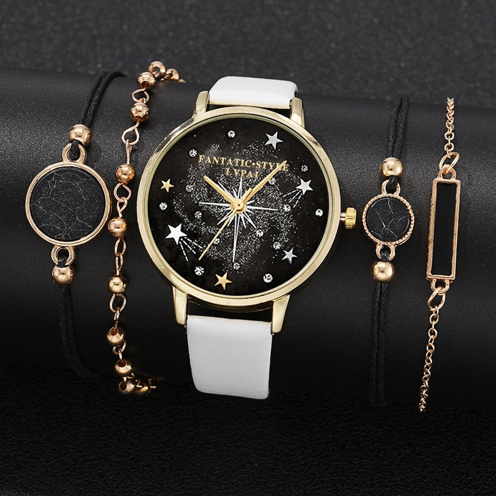 Lvpai marca 5 pçs moda nova pulseira relógio conjunto cristal strass mulheres senhoras relógios de pulso relógios senhoras relogio feminino reloj