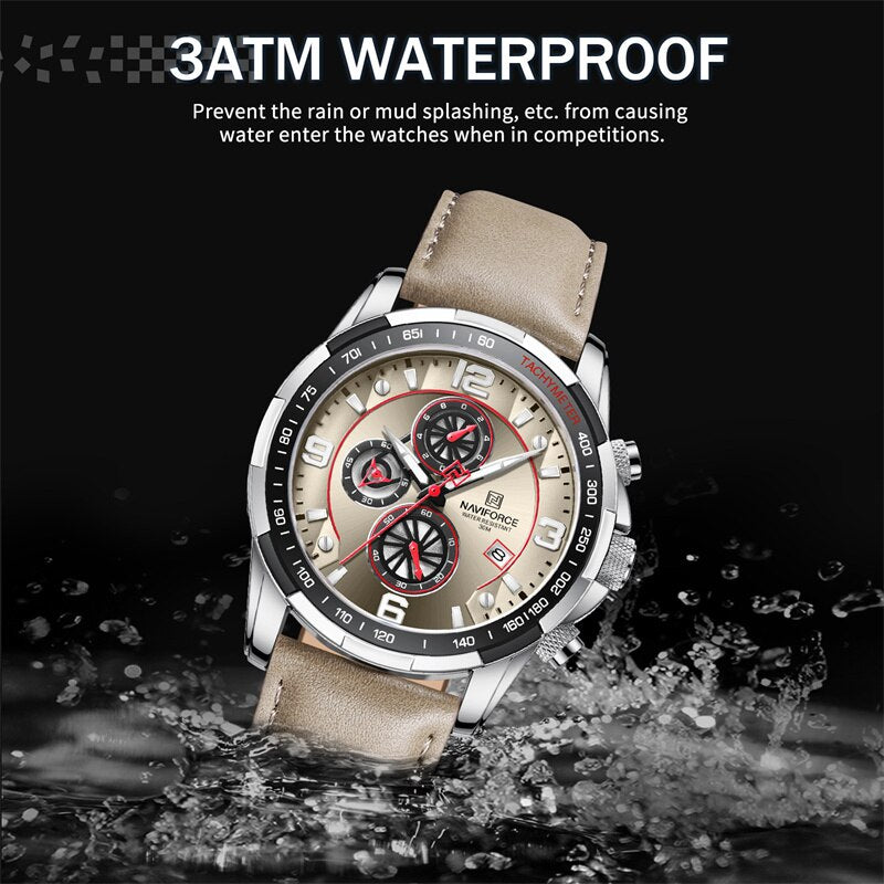 2022 Top Brand Luxury NAVIFORCE Fashion Watch For Men Multifuncional Sport Luminous Mans Quartz Leather Leather Watches Relógio masculino