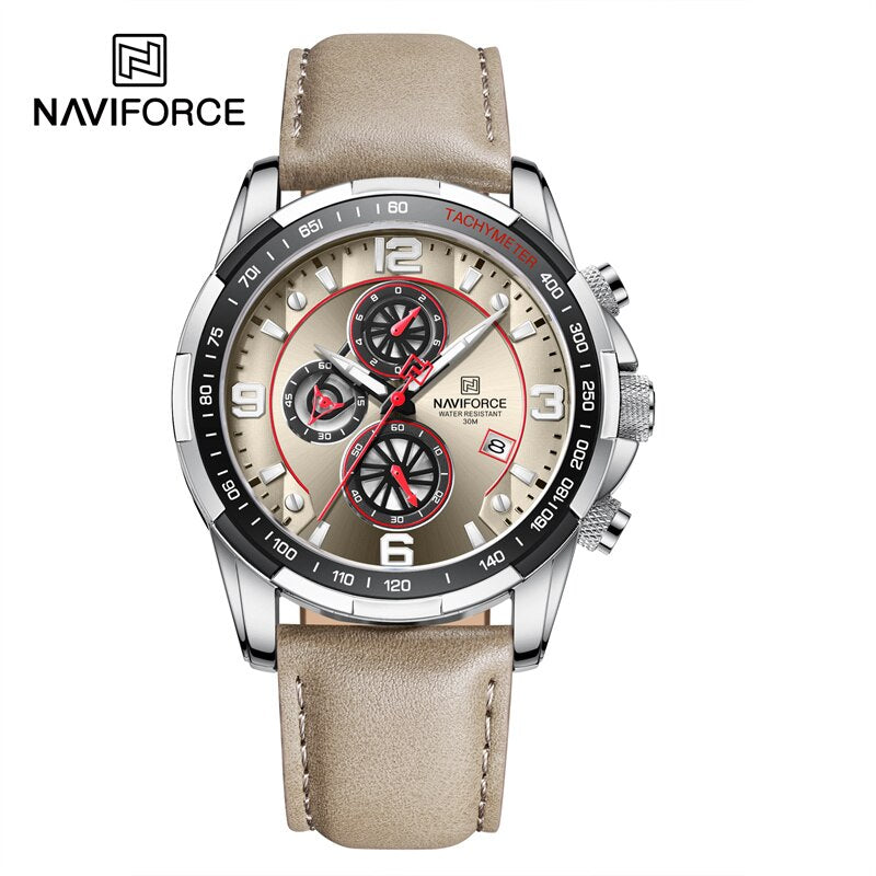 2022 Top Brand Luxury NAVIFORCE Fashion Watch For Men Multifuncional Sport Luminous Mans Quartz Leather Leather Watches Relógio masculino