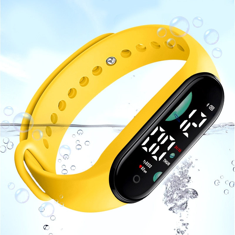 Tela sensível ao toque LED para esportes ao ar livre, crianças, relógio eletrônico, mulheres, homens, pulseira de silicone, Wirstwatch, relógio de estudante, relógio à prova d'água