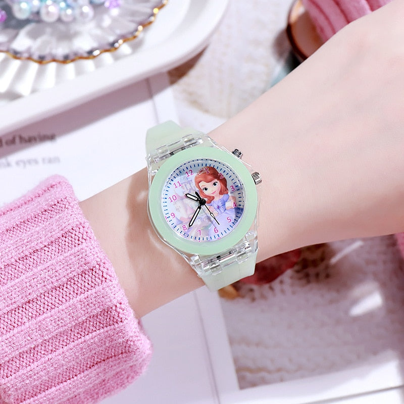 Disney Frozen Kids Watches Spiderman Colorful Light Source Watches Boys Girls Children Party Gift Wristwatch Ladies Watch