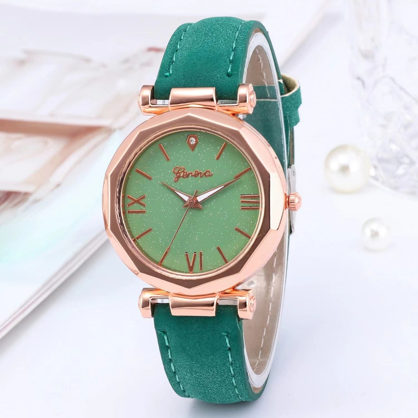 Relógio Feminino com Strass Romântico Céu Estrelado Relógio de Pulso Moda Feminina Relógio de Couro Relógio Feminino Relogio Feminino Montre Femme