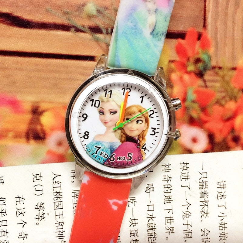 Disney Frozen Kids Watches Spiderman Colorful Light Source Watches Boys Girls Children Party Gift Wristwatch Ladies Watch