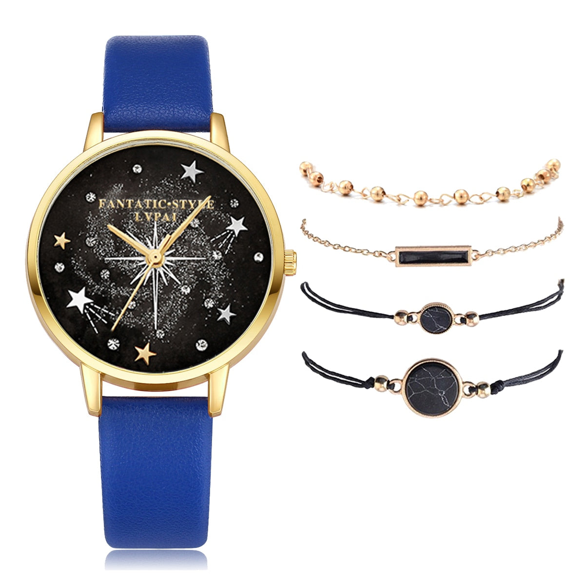 Lvpai marca 5 pçs moda nova pulseira relógio conjunto cristal strass mulheres senhoras relógios de pulso relógios senhoras relogio feminino reloj