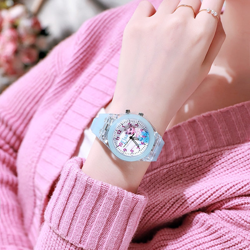 Disney Frozen Kids Watches Spiderman Colorful Light Source Watches Boys Girls Children Party Gift Wristwatch Ladies Watch