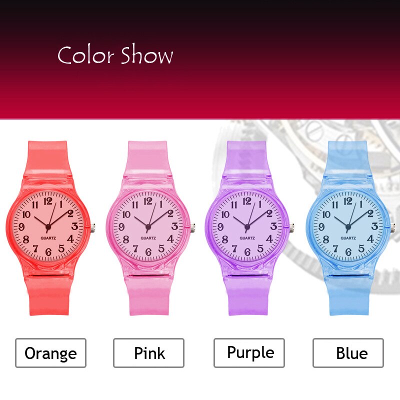 Colorful Children Watch Simple Applicable Transparent Student Watch Factory Wholesale Relógios Para Estudantes